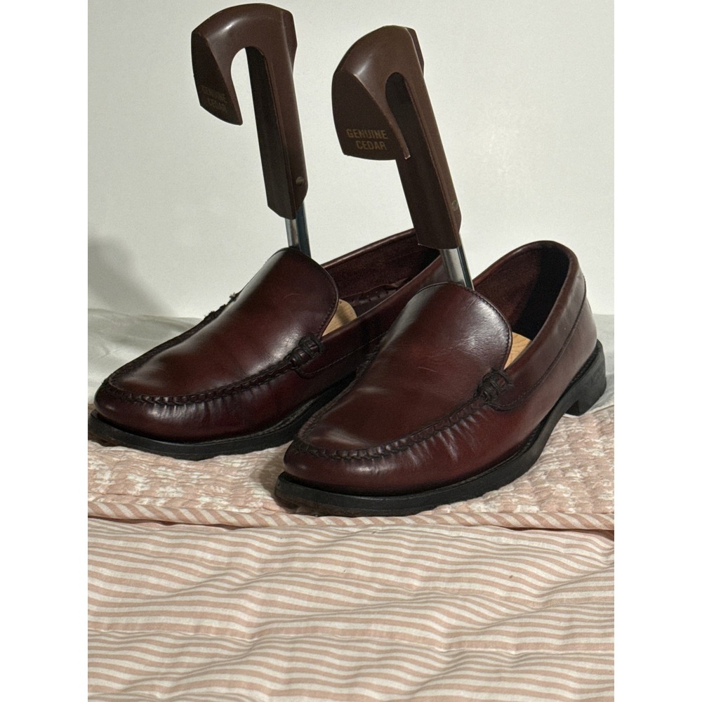 Tommy Hilfiger Mens Burgundy Leather Penny Loafers 7.5 M MOD 31609 Oxblood